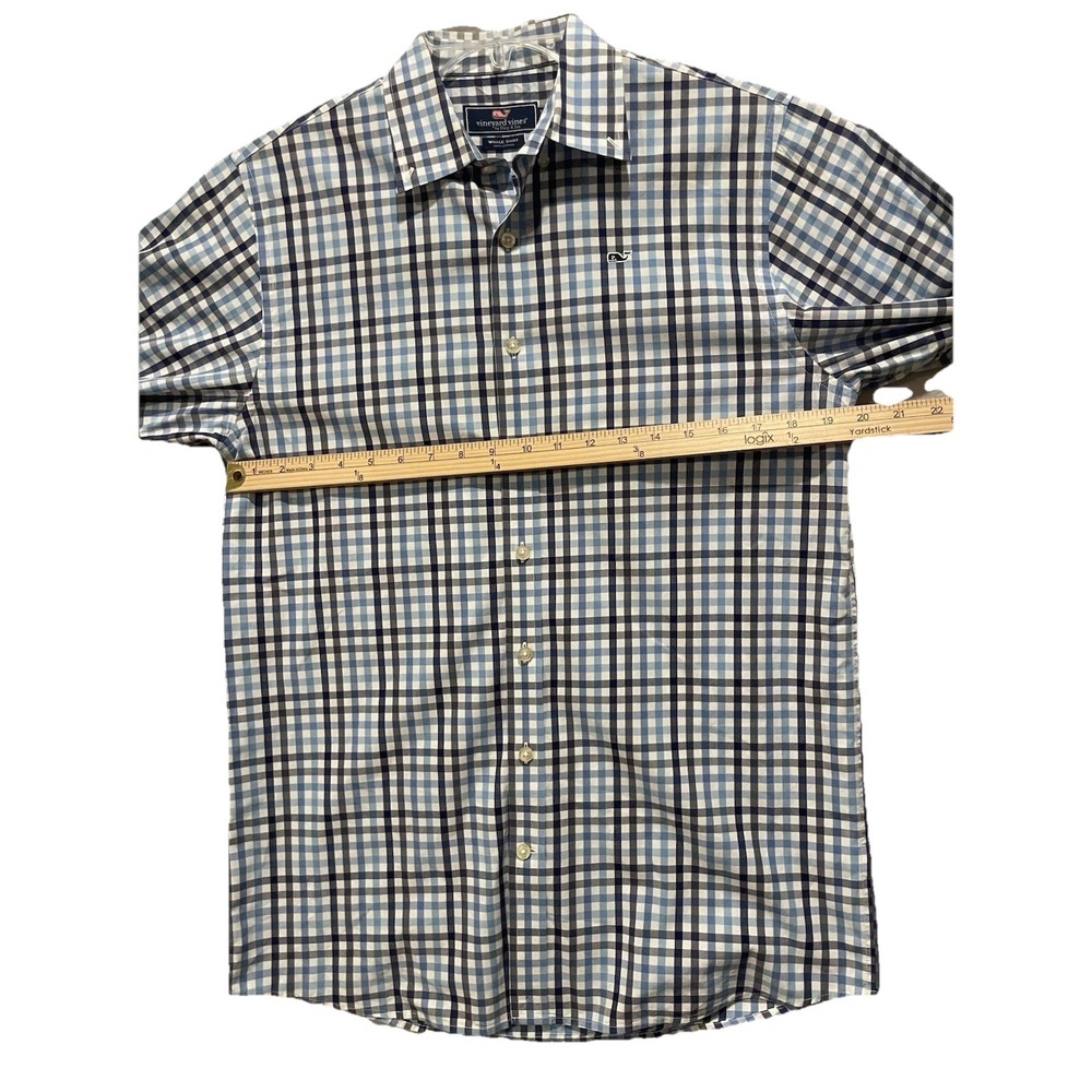 Vineyard Vines Whale XL Navy/lt Blue/ White Check Cotton Men's Shirt Button Down - Picture 4 of 5